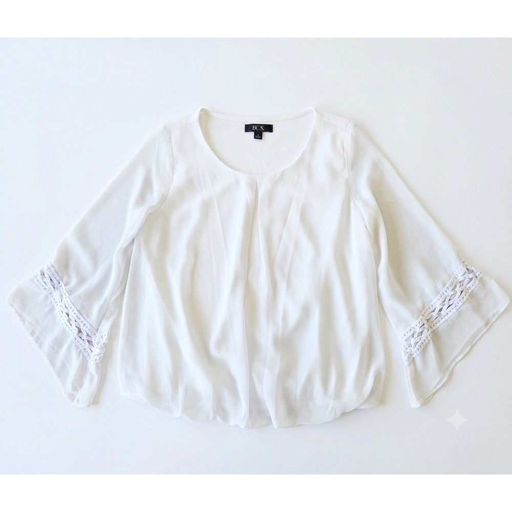 Bell Sleeve Crochet Lace Milkmaid Top XS Fairy Cottagecore Peasant Romantic Boho